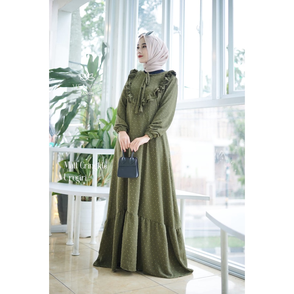 DIANTI DRESS CRINCLE RUBI ORI VENYTA LEBARAN SERIES PUTIH HITAM PASTEL