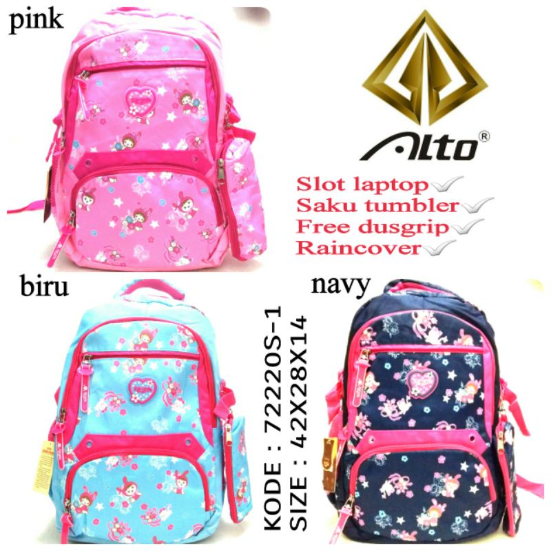 TERBARU TAS RANSEL SEKOLAH ANAK PEREMPUAN ALTO 72220S-1 FREE TEMPAT PENSIL ADA RAINCOVER  HARGA TERMURAH