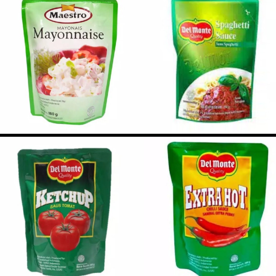 

Delmonte saos 200g sambel 200g / Delmonte spagheti 250g / Maestro180g