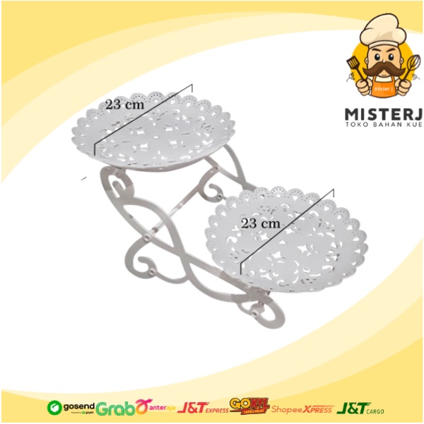 Cariage Cake Stand Round | Tatakan Kue Cookis Bahan Plastik Premium | Bulat Renda