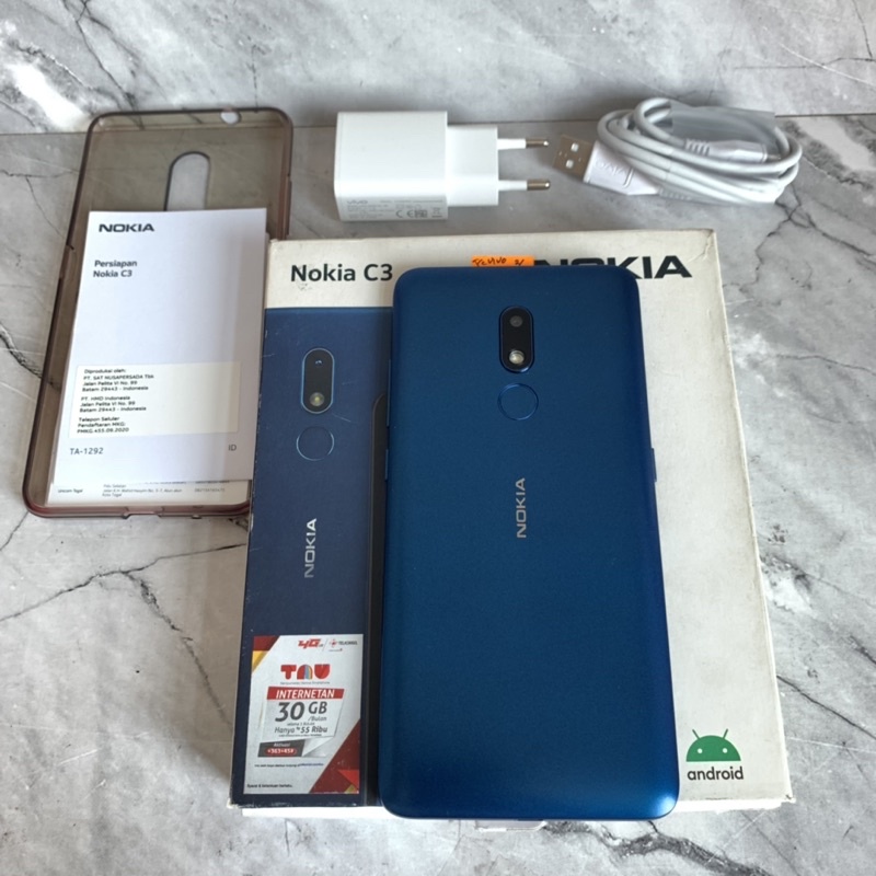 Nokia C3 Android ram 2GB 16GB Blue Bekas - Garansi Resmi - second
