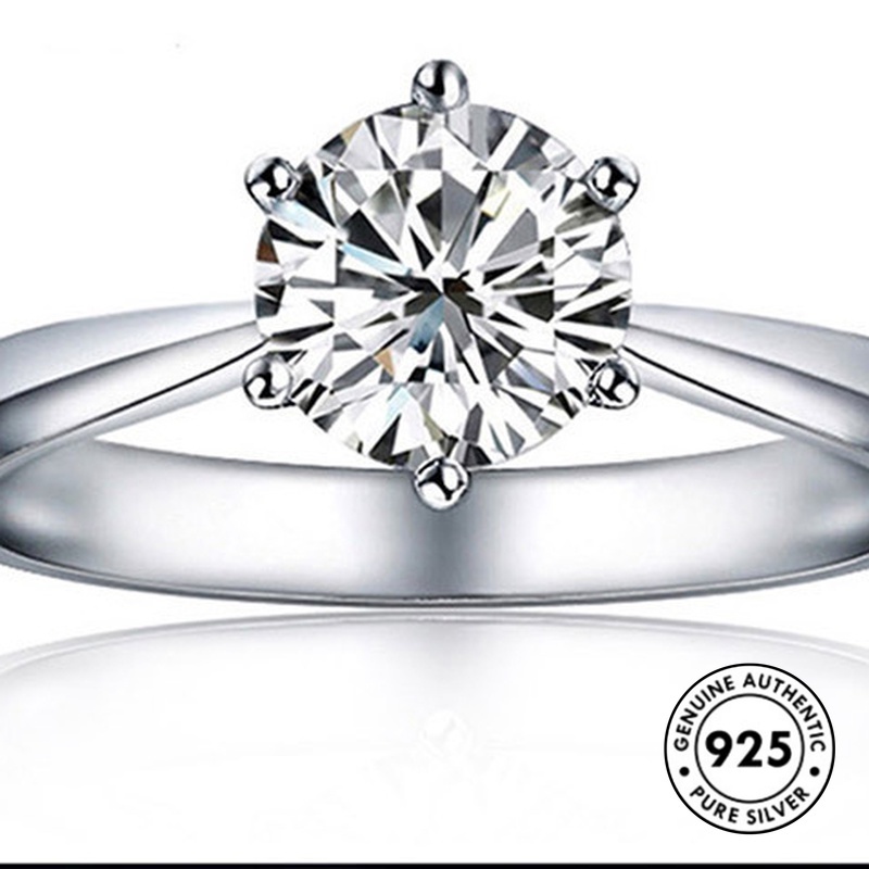 Cincin Berlian 925 Sterling Silver Gaya Elegan Untuk Wanita