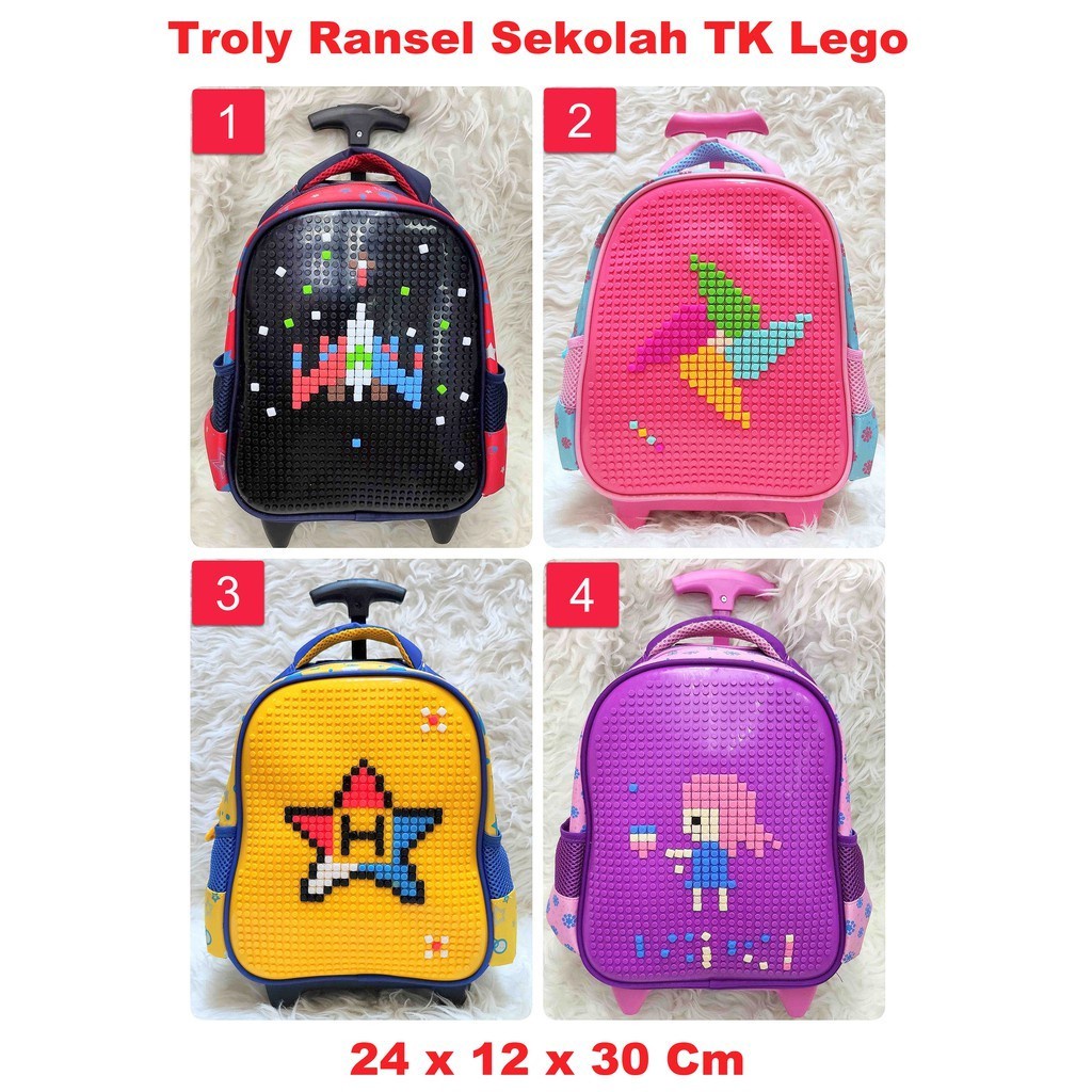 Tas Troly Remaja Distro Lucu Cowo Dorong Qh371 Tas Trolley Dorong Anak Perempuan Sd Frozen Glossy Ti