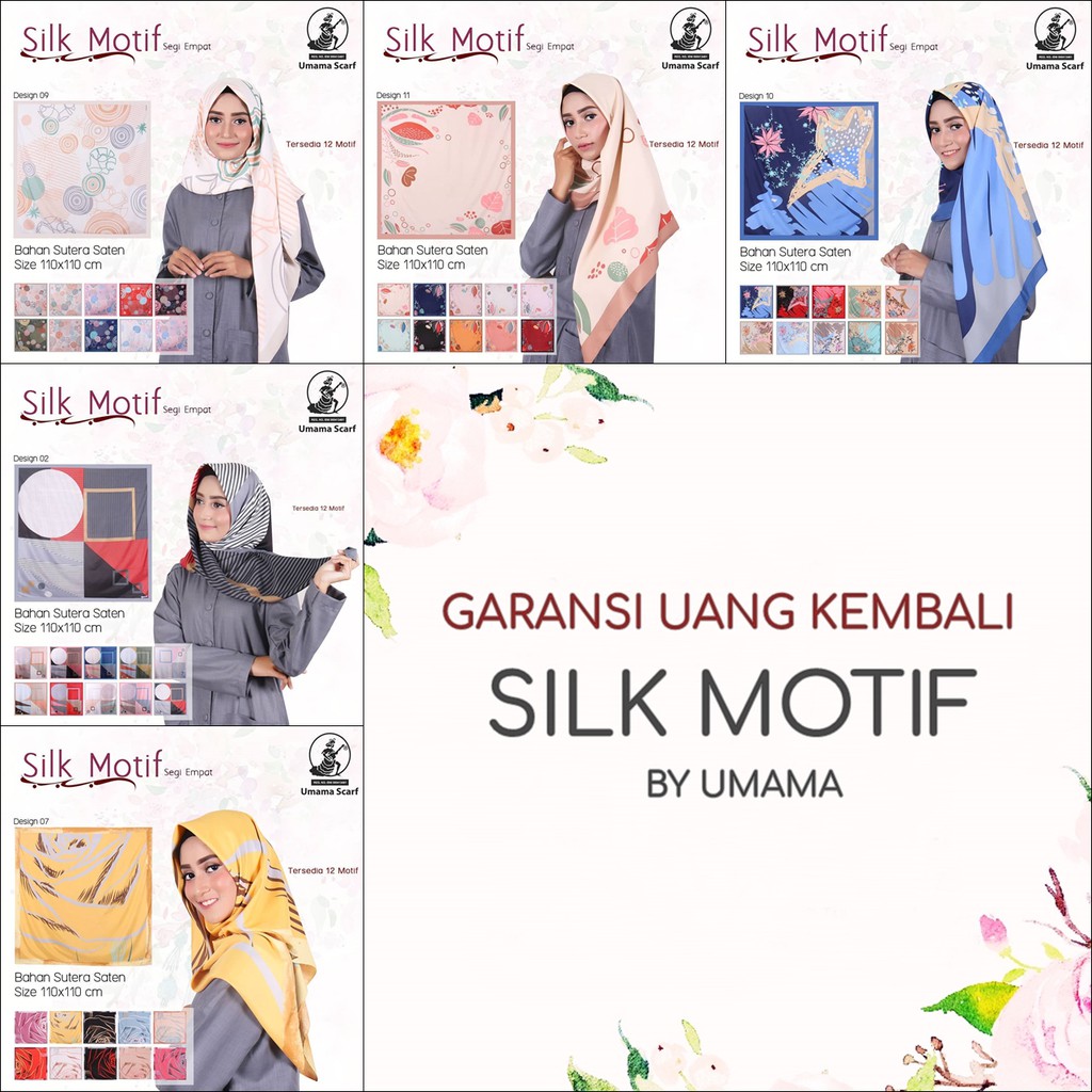 Umama segiempat silk motif / jilbab umama / jilbab satin / jilbab silk / silk motif / satin silk