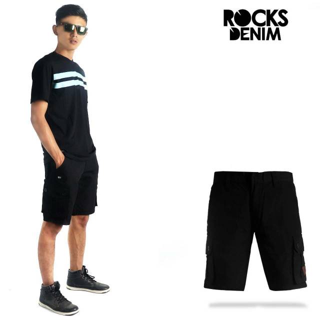 ROCKSDENIM SHORT CARGO (BLACK)