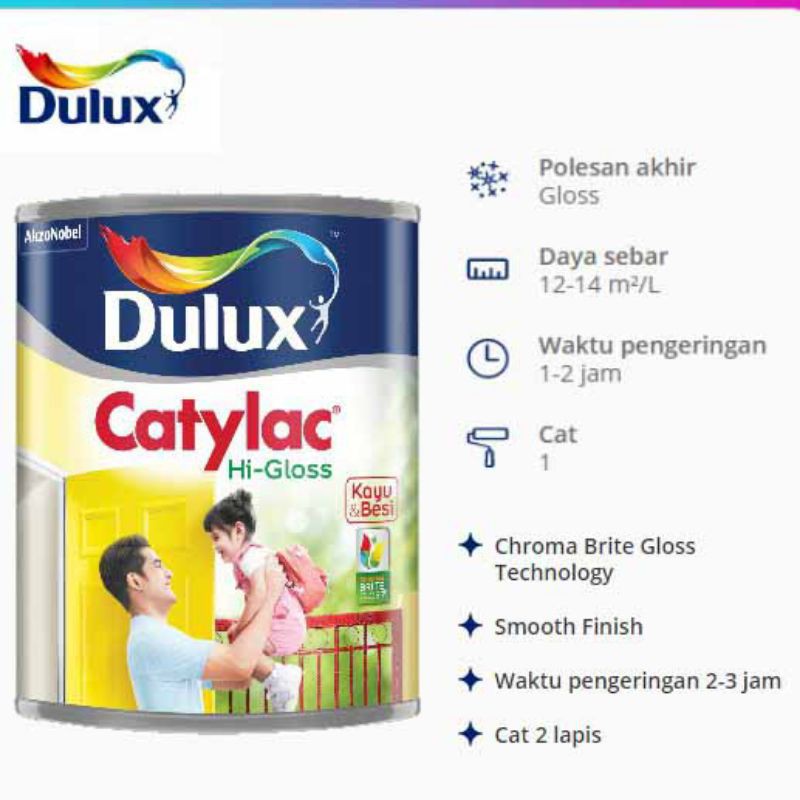 Cat Kayu Besi / Cat Besi / Cat Kayu Dulux Catylac HI Gloss 0.9 Liter
