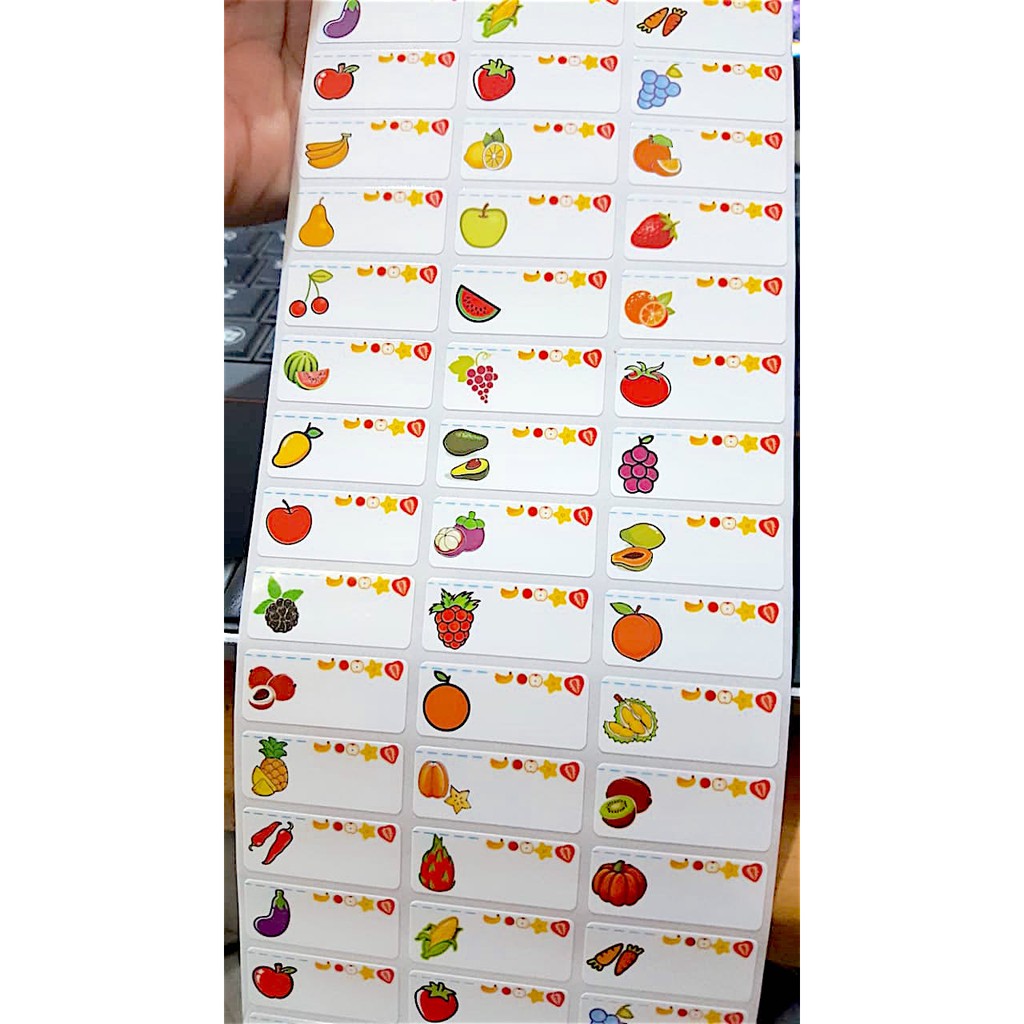 

Label nama anti air stiker waterproof Tutty Fruty
