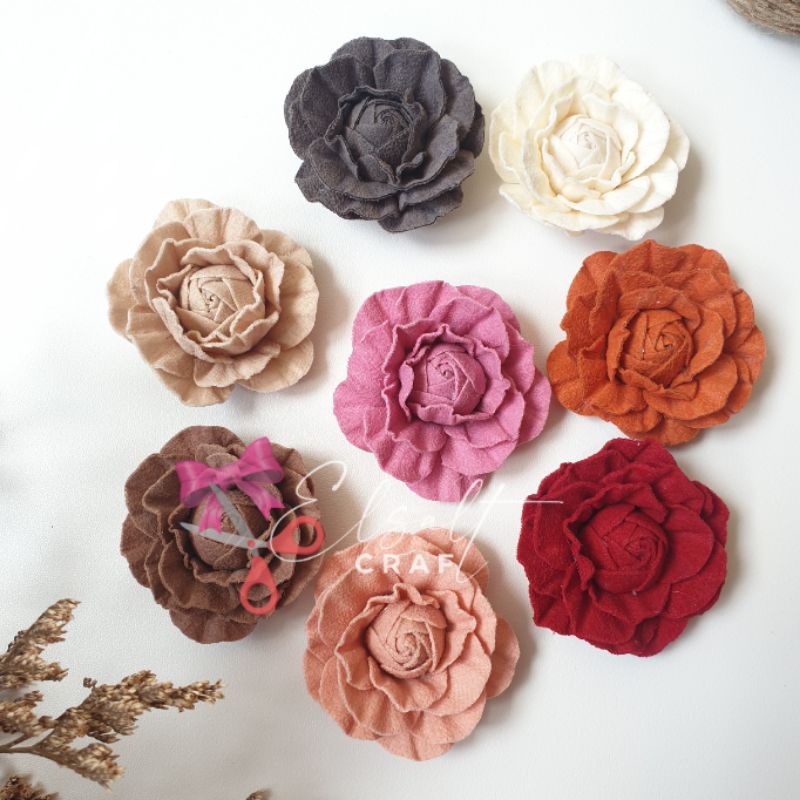 Aplikasi Bunga Suede Curly