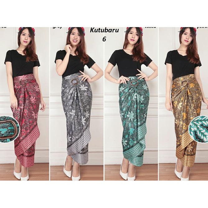 Promo Rok Kutubaru #6 Rok Lilit Wanita Kain Batik Rok Kerja Modern A026 - Hijau Tua