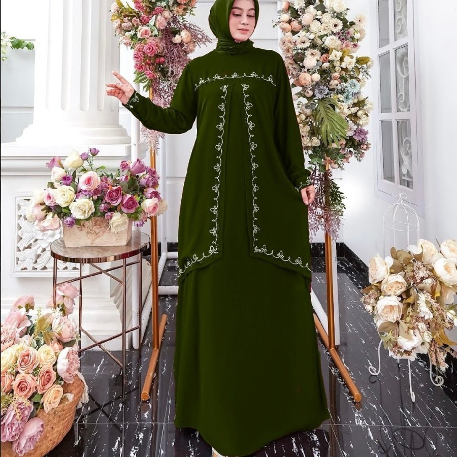 Gamis Jumbo Wanita Muslimah Adem Mewah Elegan Pesta Kondangan Trandy Model Terbaru 2022 Dress Gaun A