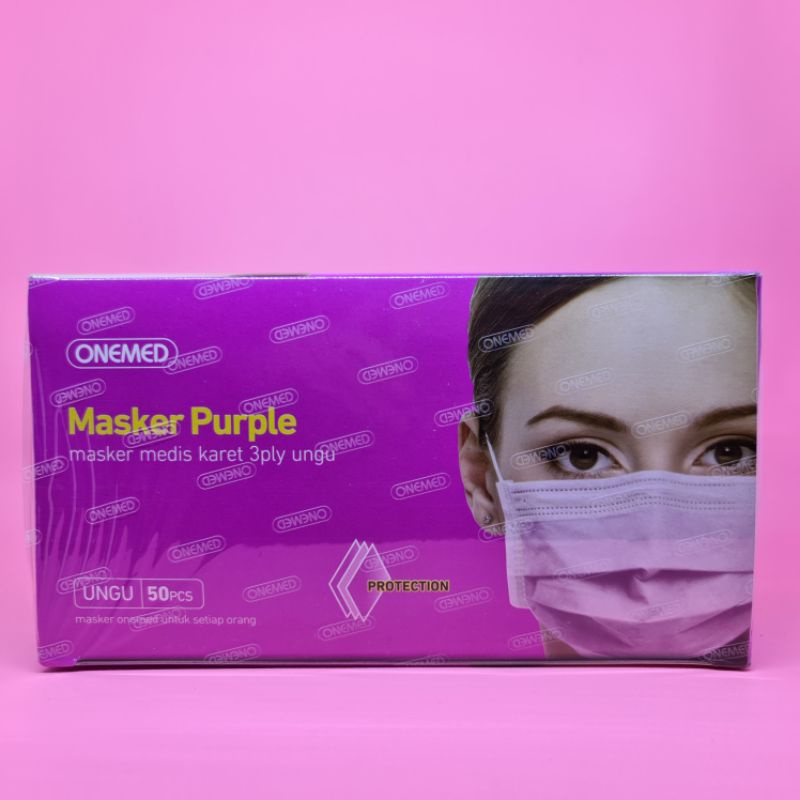 masker earloop onemed ungu 3ply / masker onemed ungu medis 3ply