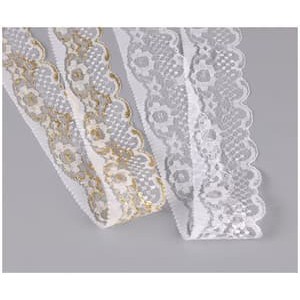 GOLD and SILVER Series - Embroidered Lace Ribbon 50mm (per meter)