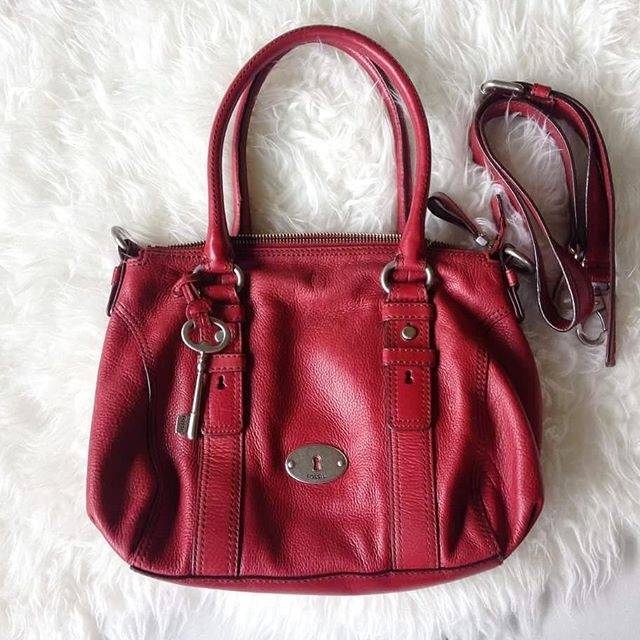 FOSSIL MADDOX SATCHEL RED MEDIUM