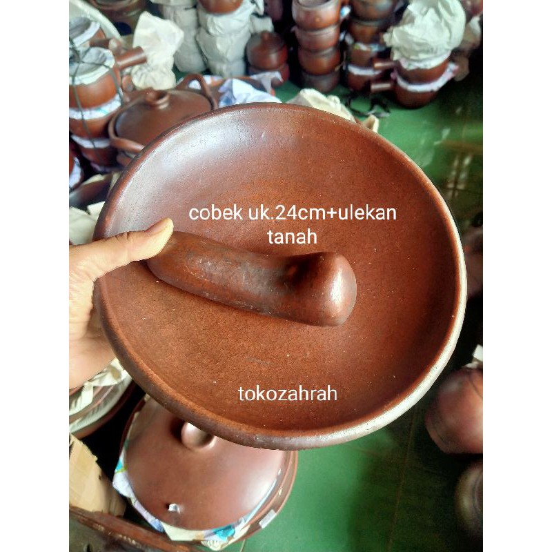 Cobek Tanah Liat uk.24-25cm+ ulekaan tanah