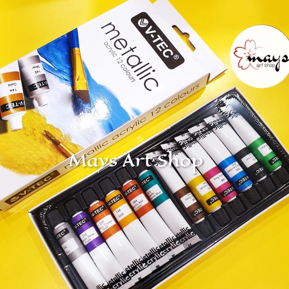 

HJK Cat Akrilik Set Pastel Color / Neon / Metallic Colour V-Tec Isi 12 Warna x 6 ml - Acrylic Paint