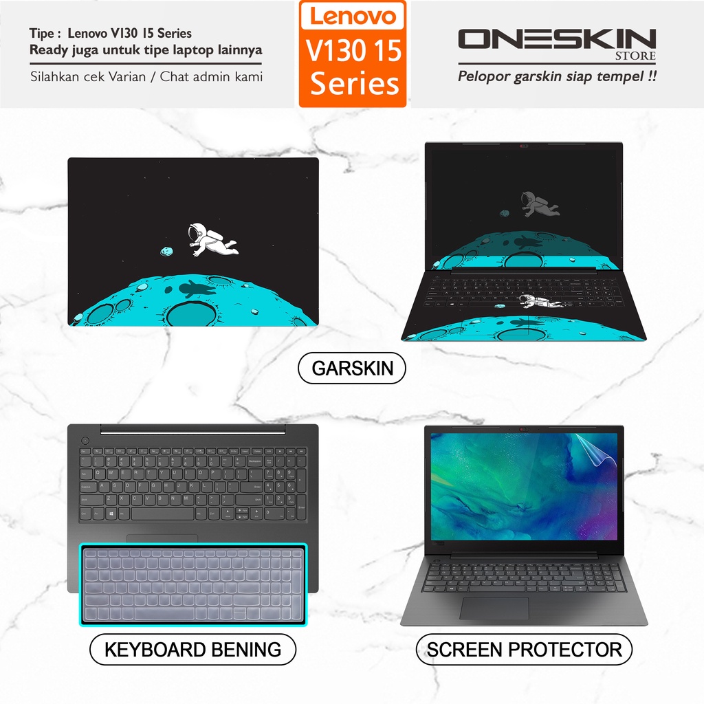 Garskin Sticker Laptop Pelindung Keyboard Screen Protector Lenovo V130-14 15 14IGM 14IKB 15IGM 15IKB Gambar Full Body Silikon Bening Glossy Doff