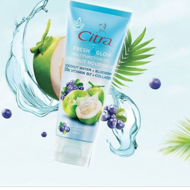 Citra Fresh Glow Coconut Blueberry Multifunction Gel Lotion Bright UV