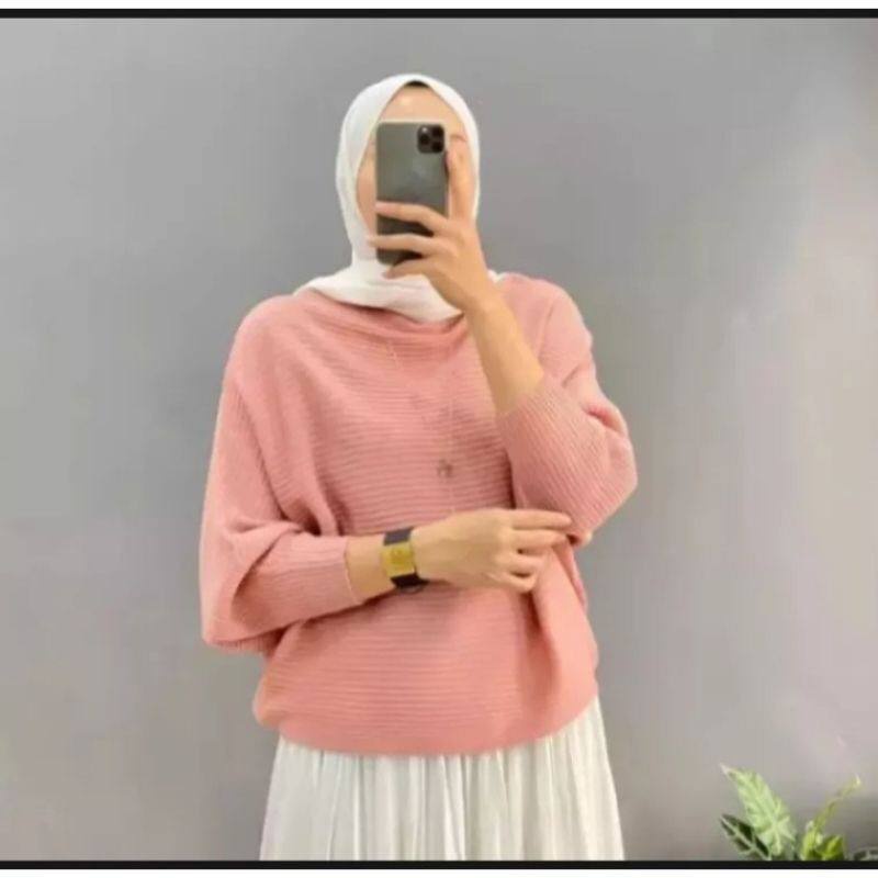 BATWING RAJUT PREMIUM MODEL KELELAWAR BLOUSE ATASAN WANITA