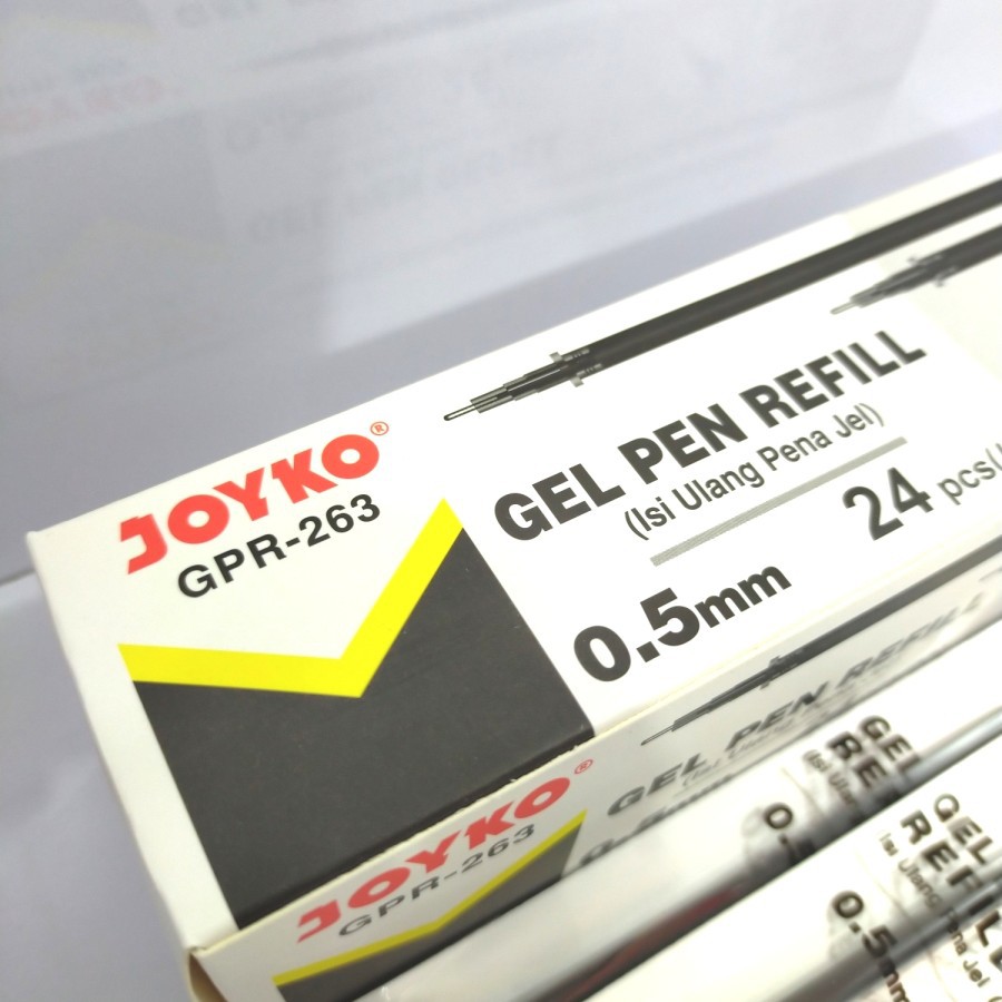 JOYKO GPR-263 Refill Pulpen Gel 0.5 - Lancip - Jarum (Pak isi 24) Isi Ulang Pen Tinta - Hitam