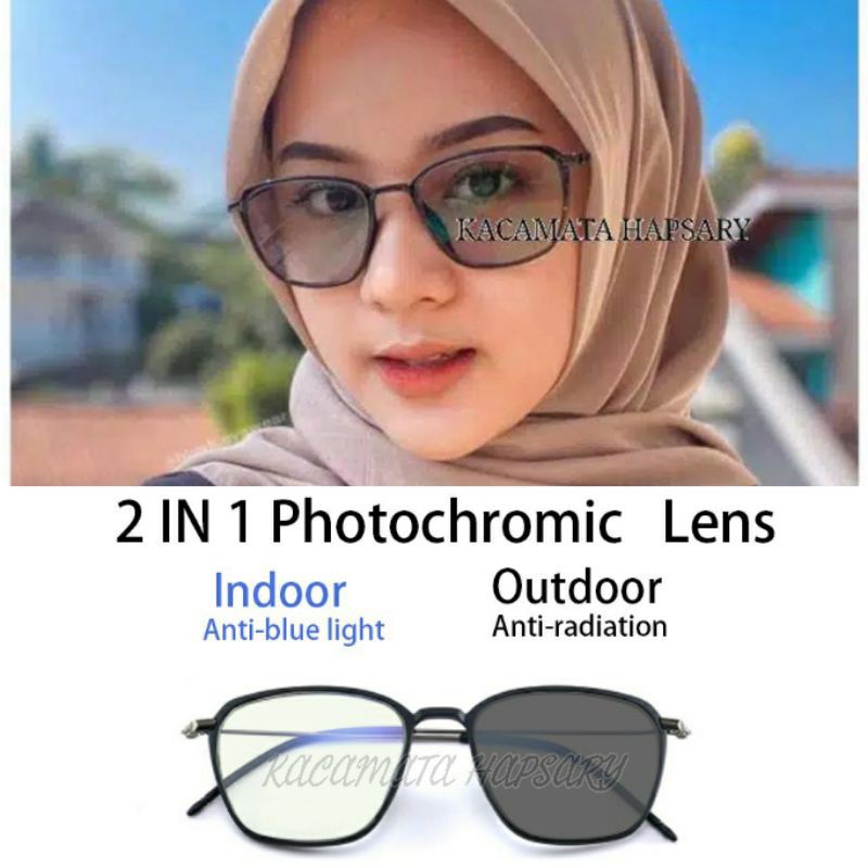 Frame Kacamata Wanita, Kaca mata Minus, Kacamata Anti UV, Kacamata Photocromic Blueray, Kacamata New