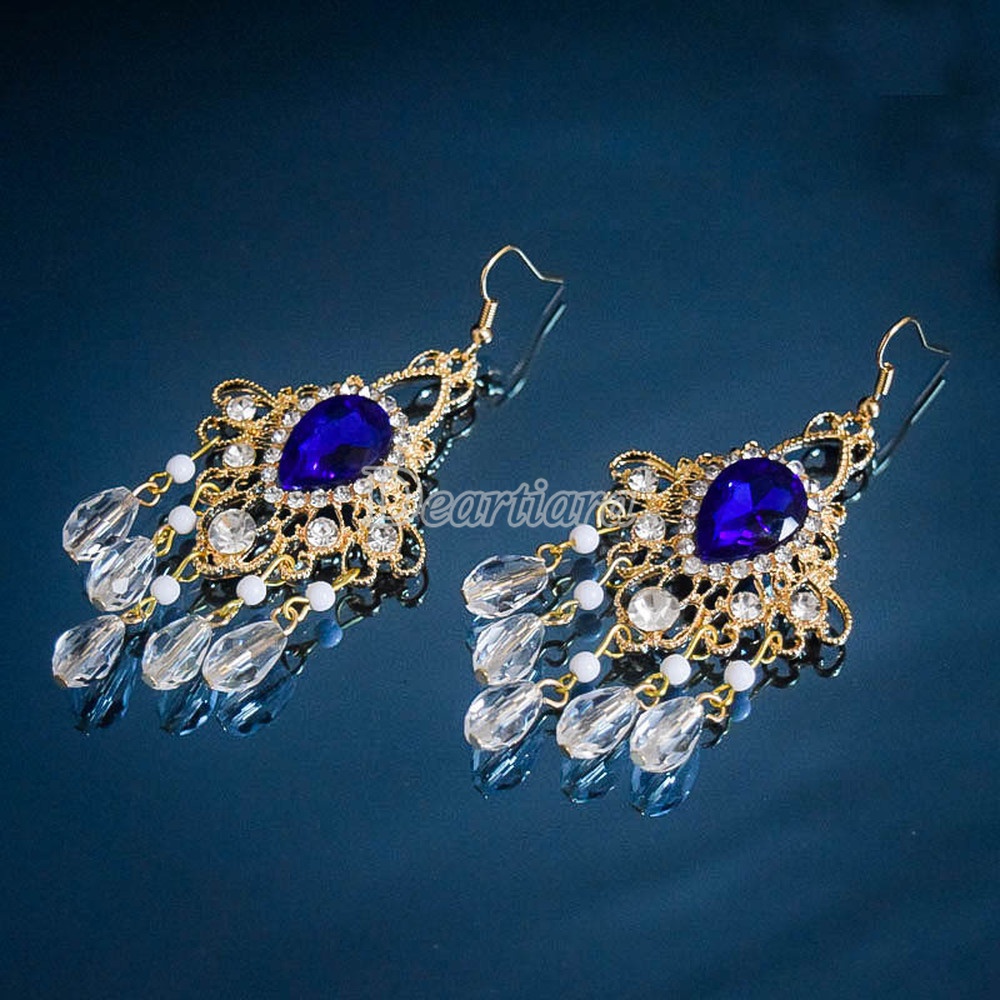 Set Mahkotaanting Tusuk Gantung Bahan Alloy Warna Gold Hias Mutiara Untuk Pengantin Wanita