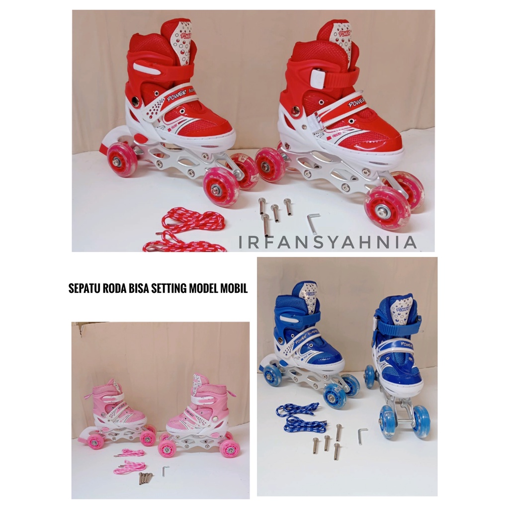 Sepatu rodaPOWER PASSION inline skate set deker pengaman bisa model bajaj dan model mobil