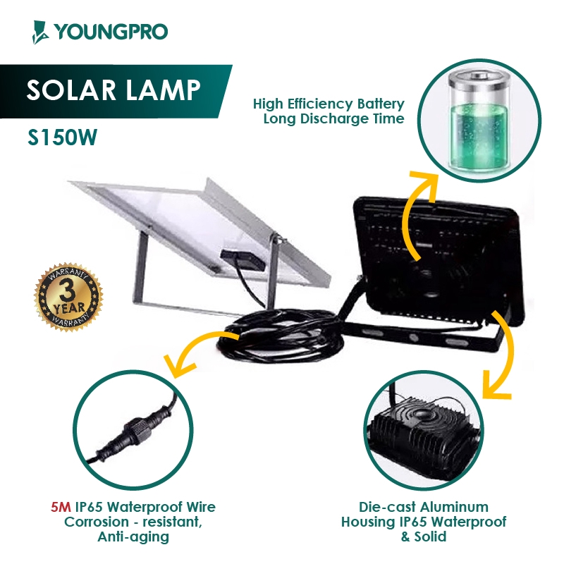 BERGARANSI!! Youngpro S50D S150D Lampu Solar 50 150Watt Lampu Taman Tenaga Matahari - Solar Panel