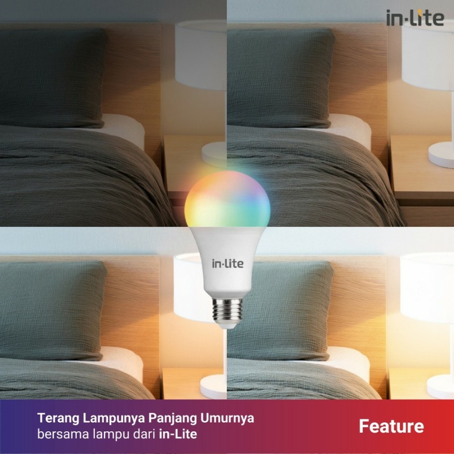 Inlite Lampu Bohlam LED 9 Watt Dengan Smart Bluetooth