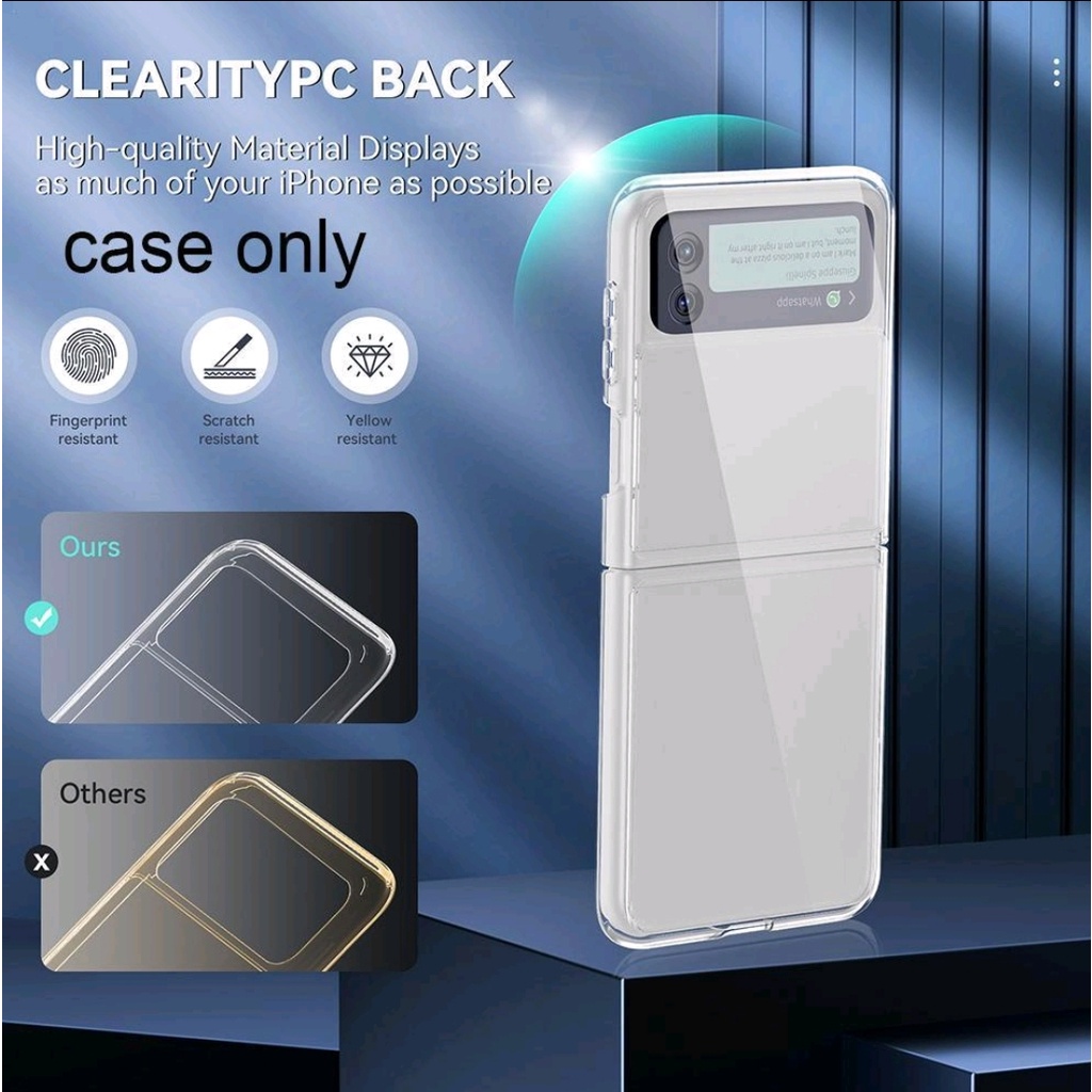 CLEAR CASE ACRYLIC SAMSUNG Z FLIP 3 Anti Impact Crack Bening