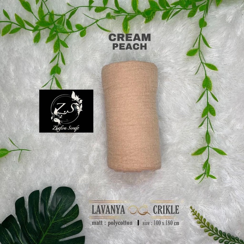 HIJAB Best Seller PASHMINA CRINKLE / CRINCLE - PASHMINA CUTTON CRINKLE / NEGRO / KUSUT-Cream Peach