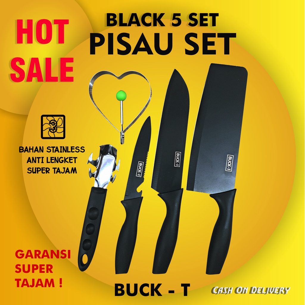 ❤ Pisau Set EVCRIERH Stainless dilapis anti lengket 1 Set isi 6 termurah / VS-1 803 slot