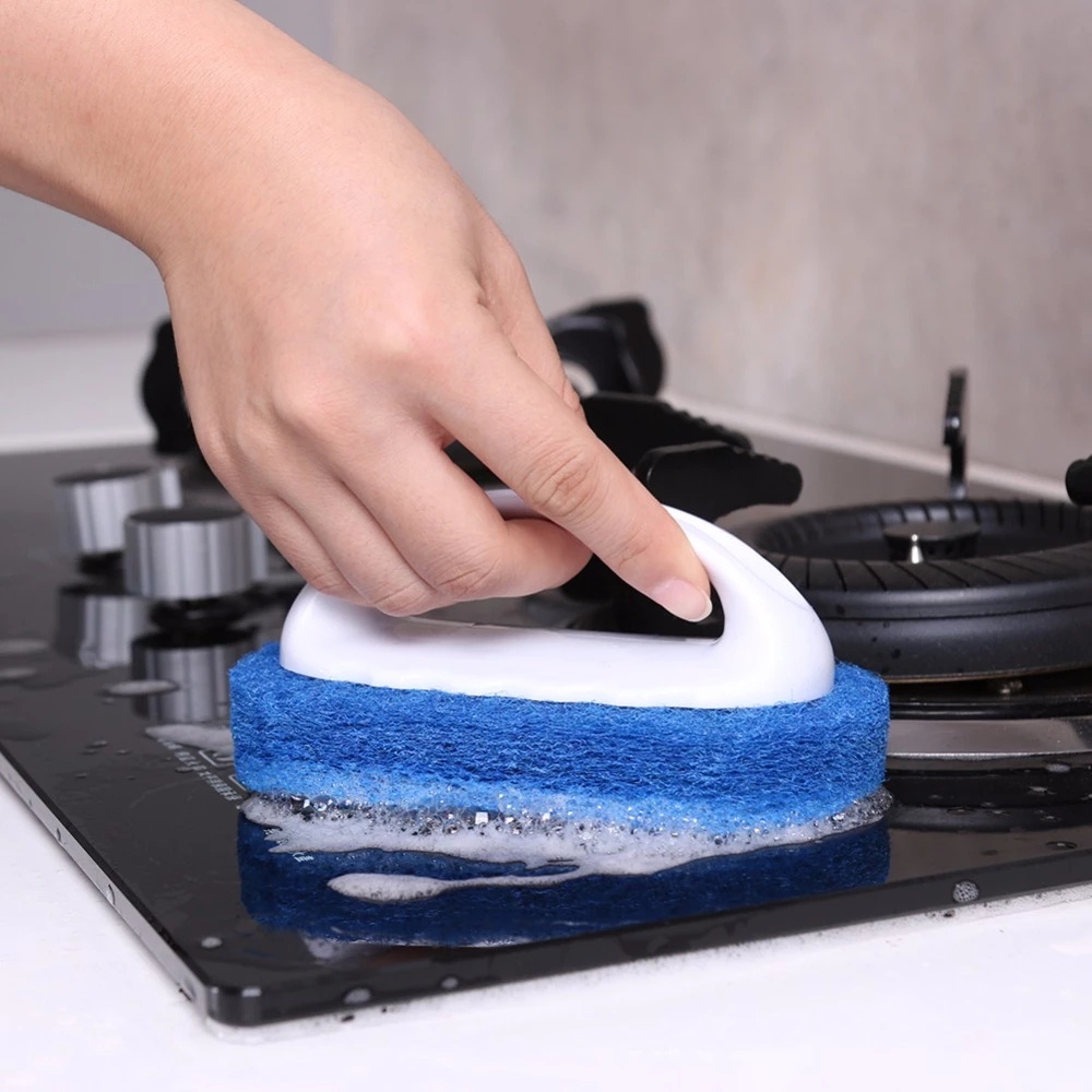 [1pc Multifunctional Kitchen Sponge Brush][Strong Decontamination Kitchen Cleaning Brush][ Cups Pot Bathroom Tiled Brush]