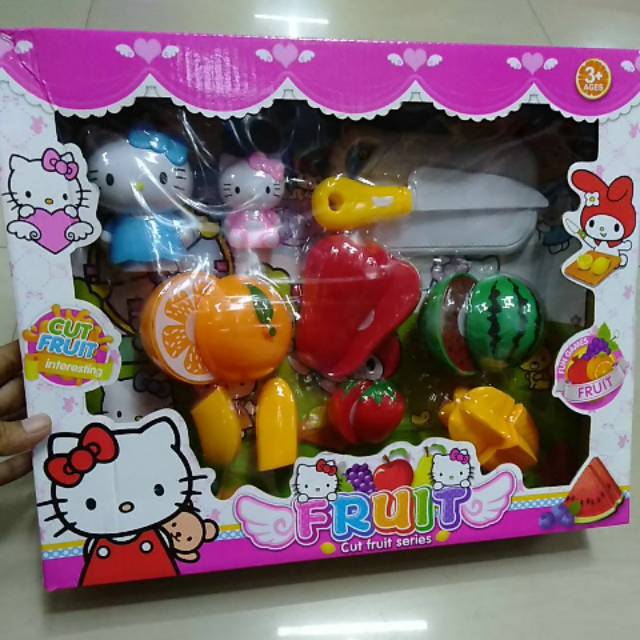 Mainan anak buah potong / iris / Fruit Slice + hello Kitty 2pc