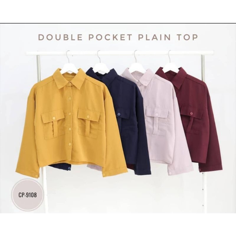 JCMP - Kem Pocket / Atasan Wanita Casual / Kemeja Wanita Simple Terbaru