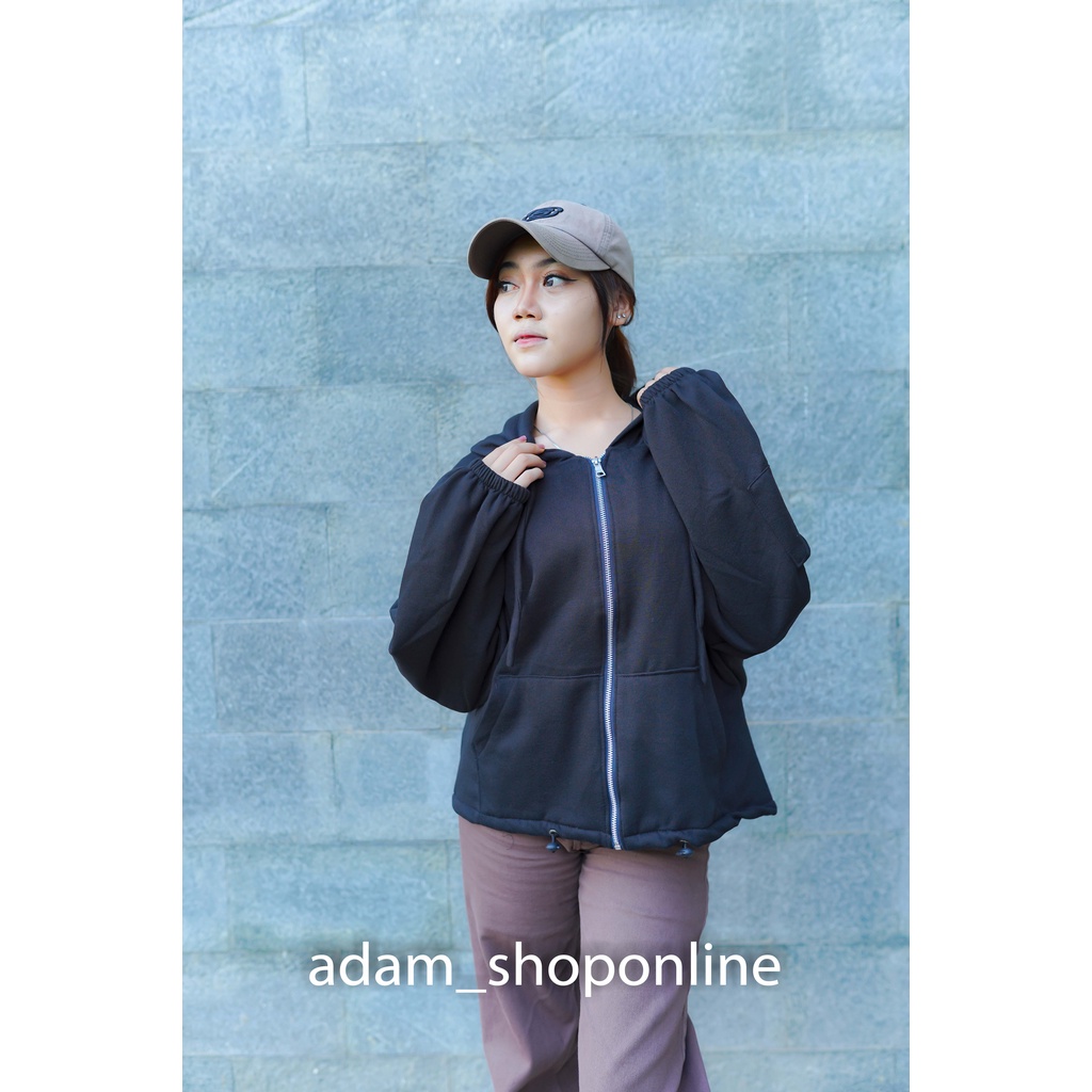 JAKET HOODIE WANITA -  JI WON JAKET - OVERSIZE - HOODIE ZIPPER - KOREAN STYLE - TREND