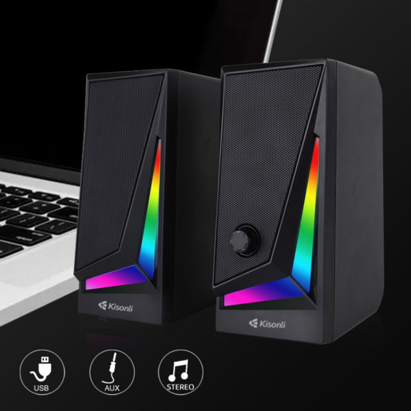 Speaker Gaming Komputer / Laptop Kisonli X1 LED RGB Light &amp; Volume Control Kisonli-X1-RGB