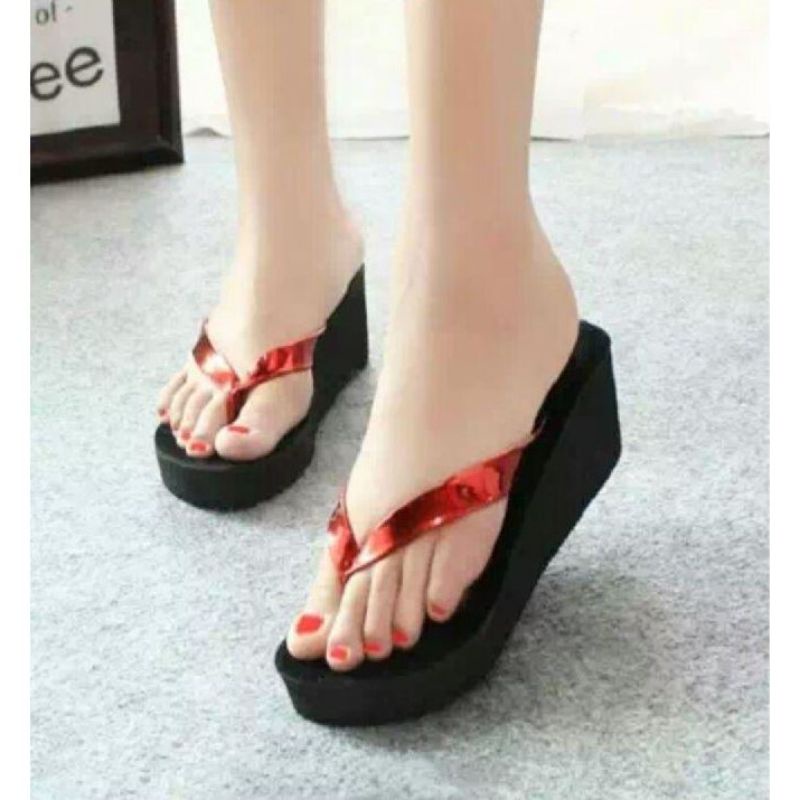 Sandal Spon Wedges Jepit Polos