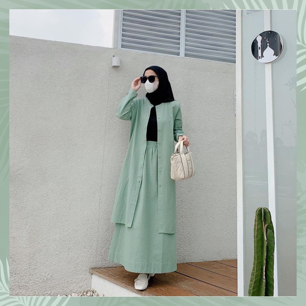 DISTRO - NALA SETROK LONG TUNIK BAHAN DAN ATASAN KATUN MAGNOLIA PREMIUM BUSUI JUMBO SETELAN WANITA M