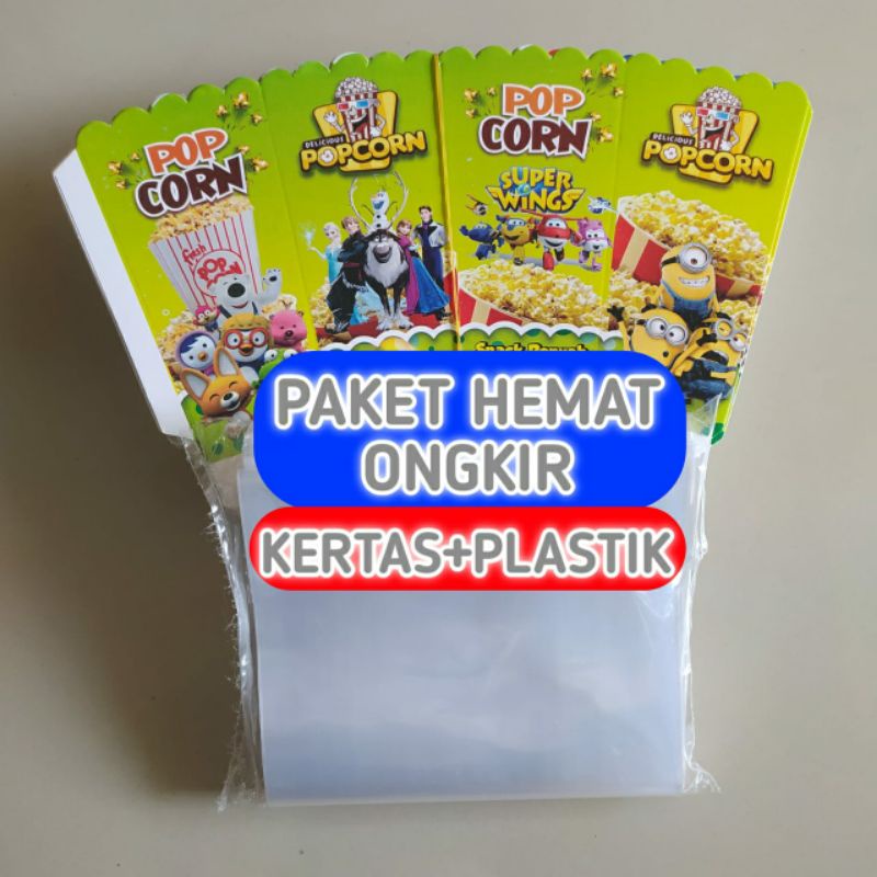 Kertas dan Plastik popcorn 12x6cm .banyak gambar box popcorn kemasan popcorn wadah popcorn bungkus popcorn