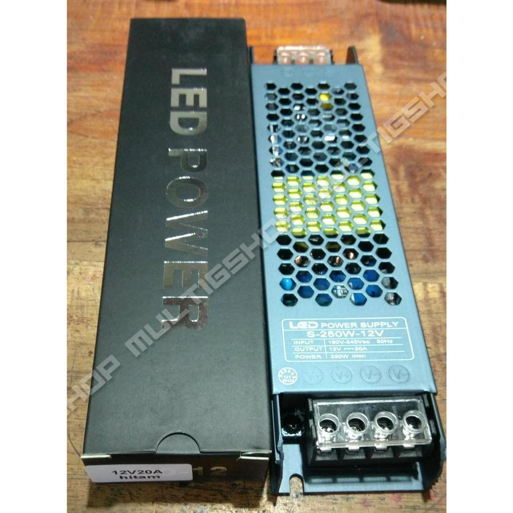 LED Power Supply Switching 12V 20A Body Slim - Hitam