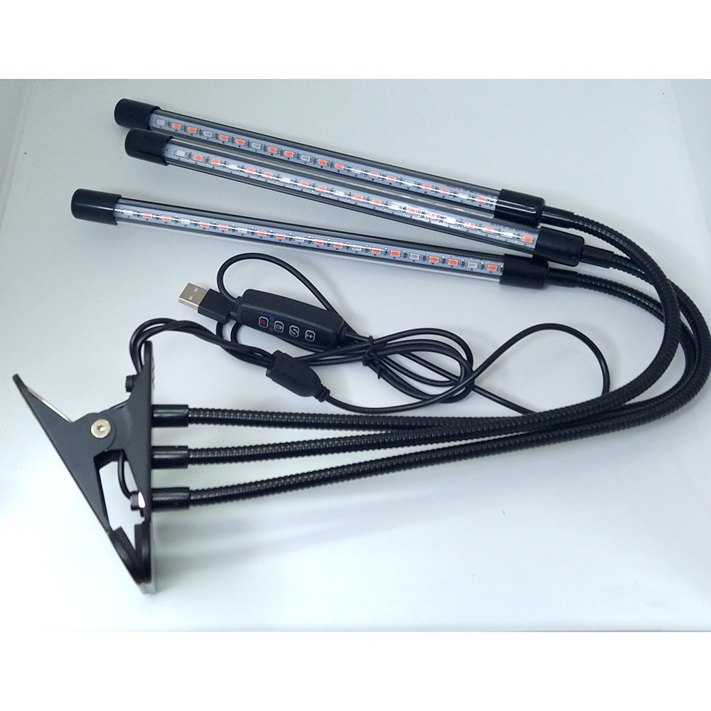 Lampu LED Strip Tanaman Phytolamp Fitolamp Grow Full Spectrum Timer 3 Kepala - GL35 - Black