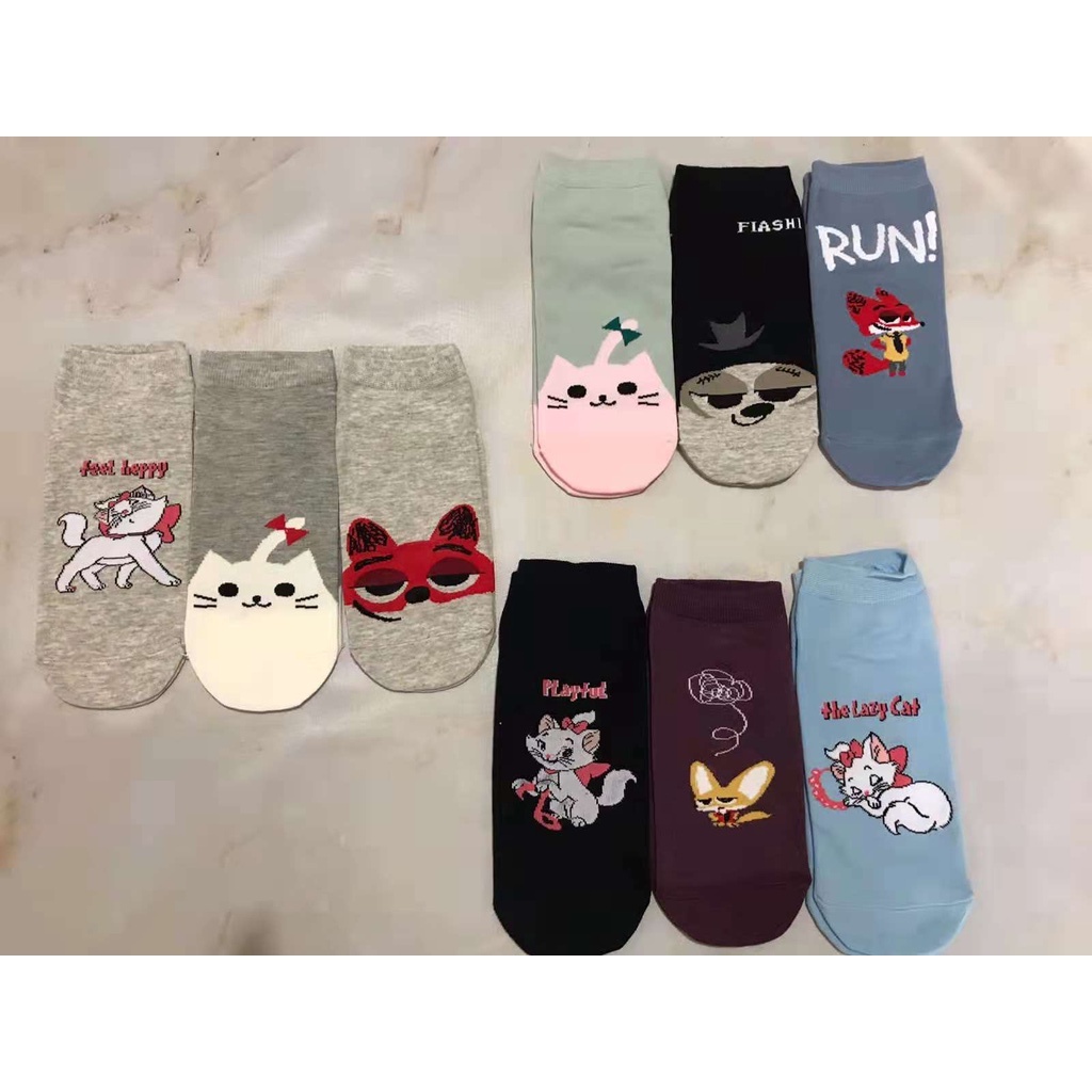 Kaos Kaki Pendek Cewek Wanita Remaja Dewasa Motif Tebal Lucu Karakter