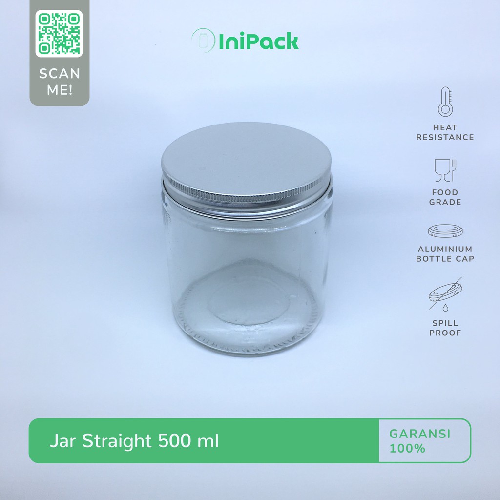 Toples Jar Kaca 500 ML / Botol Toples Kaca 500ML Tutup ALUMINIUM