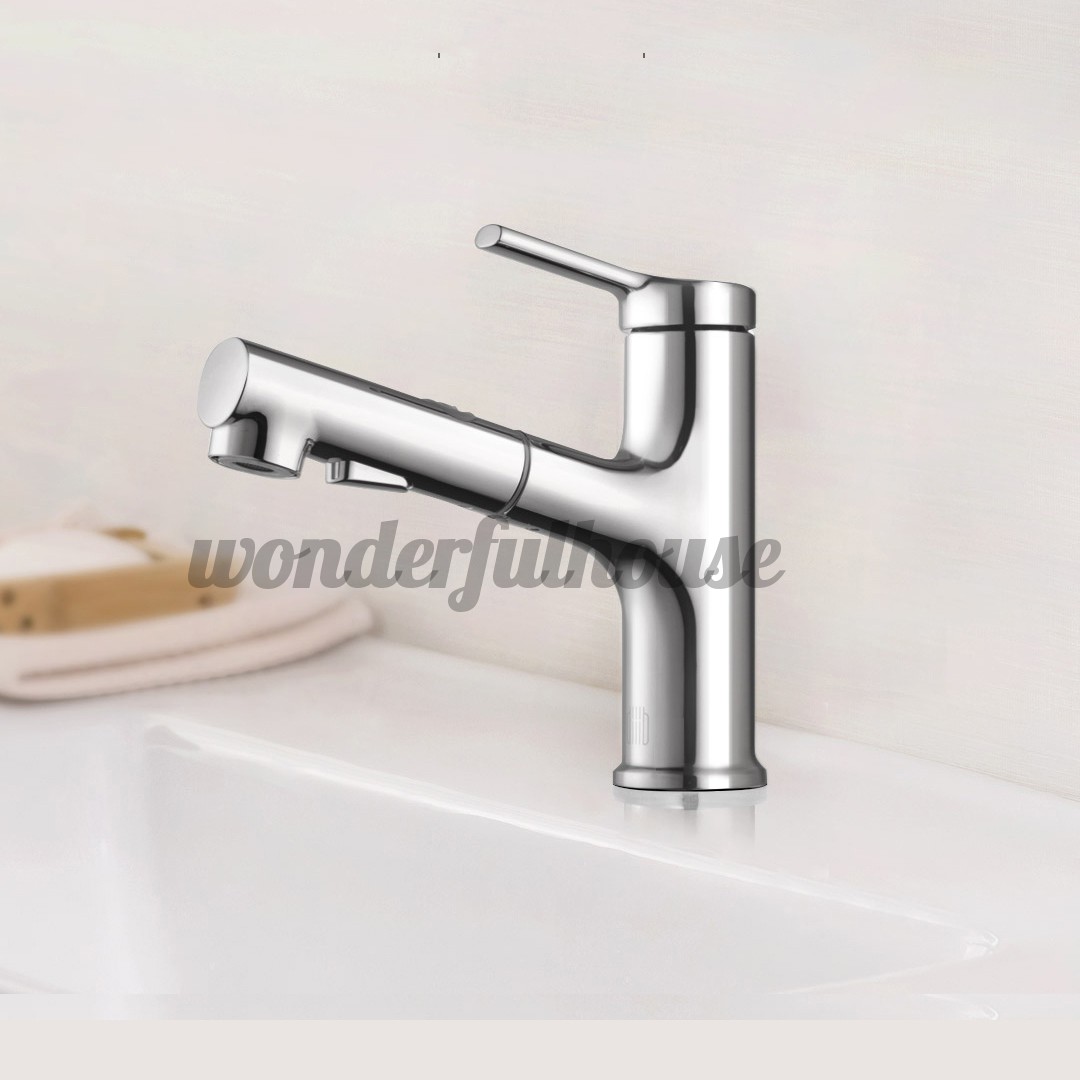Bathroom Basin Sink Faucet W Pull Out Rinser Sprayer Gargle 2