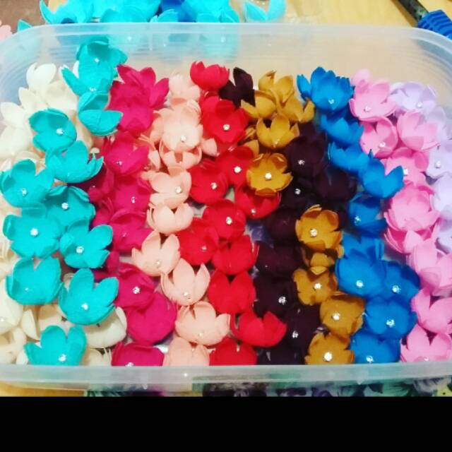 Aplikasi bunga 3d sakura 5 kelopak / gross