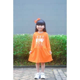  GROSIR TUNIK KAOS  ANAK PEREMPUAN FLOW KIDS FLAMINGO 