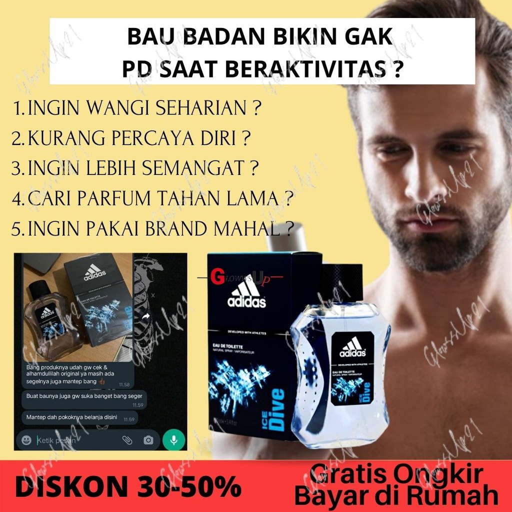 PARFUM PRIA TAHAN LAMA 24 JAM ADIDAS PARFUM MAN 100ML ORIGINAL IMPORT