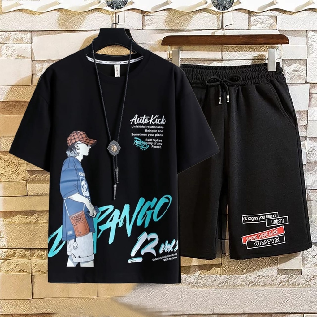 COD - setelan terbaru oversize size M|L,XL setelan pakaian pria distro keren set.AUTO- belibeli