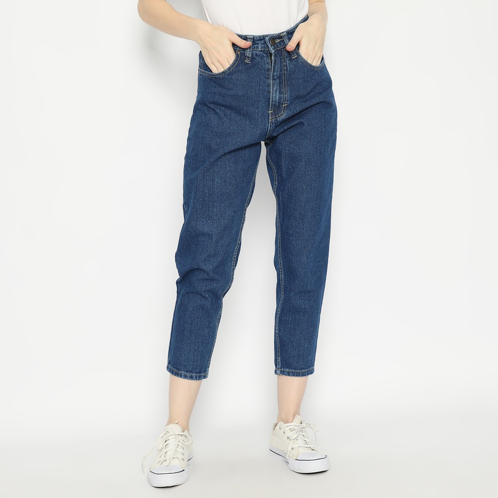 Esrocte Boyfriend  Mom Jeans Wanita Celana  Highwaist 