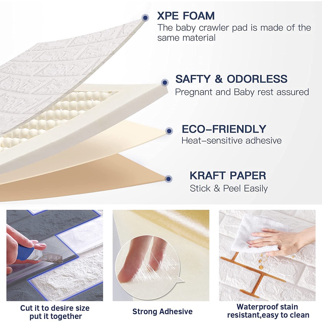 DIY Wall foam Stiker 3D Dekorasi Kamar Rumah / wallpaper Dinding Kamar Tidur batu bata-2